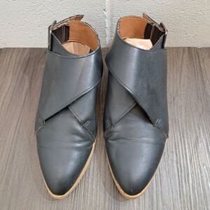 Mi.iM Fran Black Leather Mules Women's Slingback Buckle Ankle Strap Mule Sz 7.5